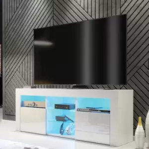 Creative Furniture - tv Unit 145cm Modern Cabinet tv Stand High Gloss Doors With Free LED - White