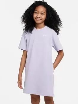 Nike Older Girls Sportswear T-Shirt Dress, Light Purple, Size S=8-10 Years, Women