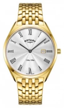 Rotary Mens' Ultra Slim Gold Plated Steel Bracelet Watch