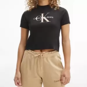 Calvin Klein Jeans Womens Seasonal Monogram Baby T-Shirt - Ck Black - S