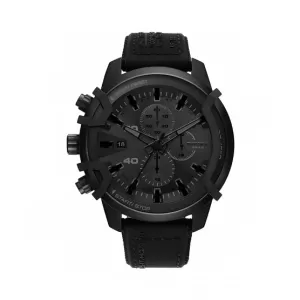 Diesel Mens Griffed Chronograph Black-Tone Stainless Steel Watch - Black