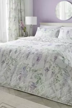 'Wisteria' Reversible Floral Bedspread