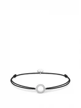 Thomas Sabo Little Secrets Sterling Silver Cubic Zirconia Circle Black Adjustable Bracelet, One Colour, Women