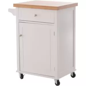 HOMCOM Kitchen Cart Storage Trolley with Drawer Towel Rail White