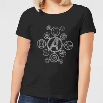 Avengers Distressed Metal Icon Womens T-Shirt - Black - M