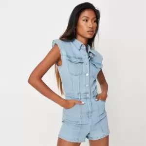 Missguided Pad Stretch Playsuit - Blue