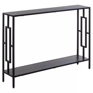 Homcom Industrial Console Table With Storage Shelf Black Metal Frame Grey