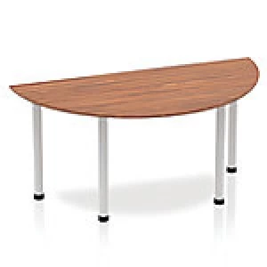 Impulse Semi-circle Table 1600 Walnut Post Leg Silver