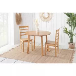 Pickworth Round Dining Set with 2 Upton Chairs Brown - Brown