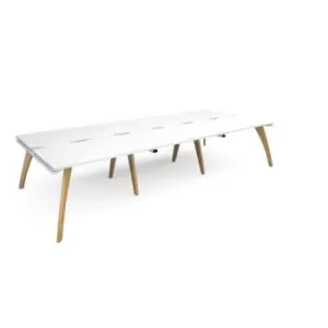 Bench Desk 6 Person Rectangular Desks 3600mm White Tops With White Frames 1600mm Depth Fuze