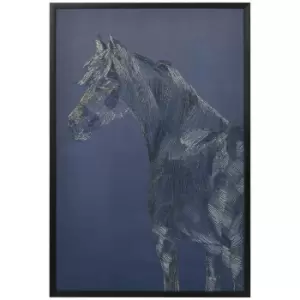 HOMCOM 93x63cm Gold Textured Canvas Wall Art Horse