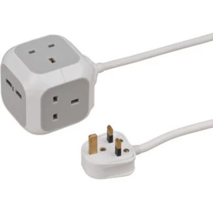 Brennenstuhl ALEA Socket Block 3 way 2 USB ports 3m White/Grey