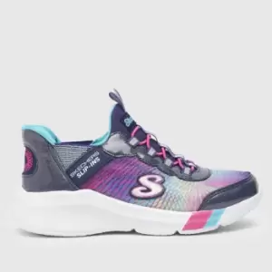 SKECHERS Navy Dreamy Lites Girls Junior Trainers