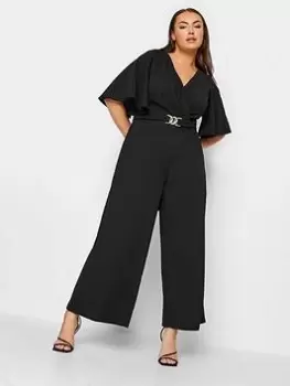 Yours Wrap Buckle Detail Jumpsuit, Black, Size 26-28, Women