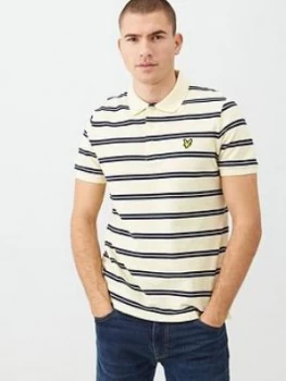 Lyle & Scott Wide Double Stripe Polo Shirt - Buttercream, Size XL, Men