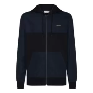 Calvin Klein Mixed Media Zip Through Hoody - Blue