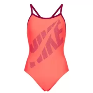 Nike Logo Racer Back Swimsuit Womens - Red