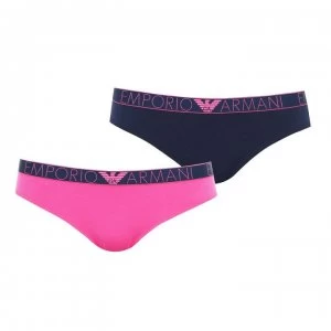 Emporio Armani 2 Pack Briefs Blue/Pink Size L Women