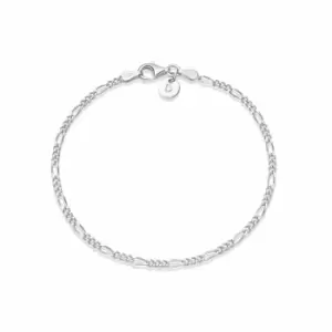 Daisy London 925 Sterling Silver Essentials Fine Figaro Chain Bracelet Sterling Silver