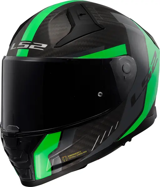 LS2 FF811 Vector II Carbon Grid Matt Fluo Green Full Face Helmet Size XL