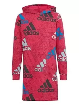 adidas Essentials Big Logo Junior Girls Brand Love Overhead Hoody, Dark Pink, Size 7-8 Years, Women