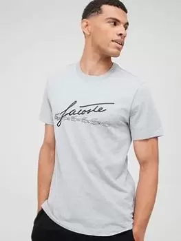 Lacoste Signature Logo T-Shirt - Grey, Size 4XL, Men