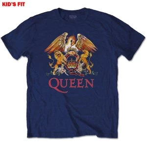 Queen - Classic Crest Kids 3 - 4 Years T-Shirt - Blue