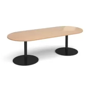 Eternal radial end boardroom table 2400mm x 1000mm - Black base and beech top