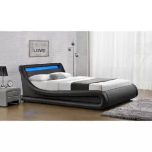 Galaxy LED Black Ottoman Double Bed