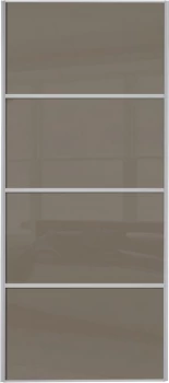 Wickes Sliding Wardrobe Door Silver Framed Four Panel Cappuccino Glass - 2220 x 762mm