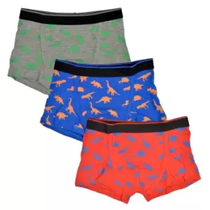 Tom Franks Boys Dinosaur Boxers (Pack Of 3) (5-6 Years) (Grey/Blue/Red)