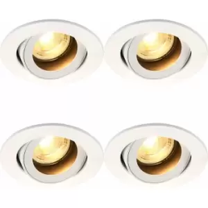 4 pack Recessed Tiltable Ceiling Downlight - 50W GU10 Reflector - Matt White