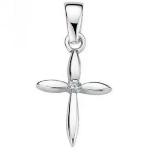 Ladies Beginnings Sterling Silver Cubic Zirconia Cross Pendant