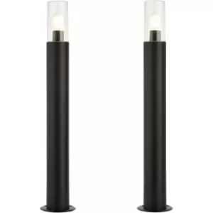 2 pack Outdoor Bollard Post Light - 15W E27 LED - 800mm Height - Stainless Steel