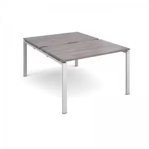 Adapt back to back desks 1200mm x 1600mm - silver frame and grey oak