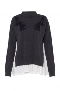 French Connection Spring Alice Lace Jumper Charcoal