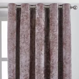 Paoletti Verona Crushed Velvet Eyelet Curtains (54in x 90in) (Blush) - Blush