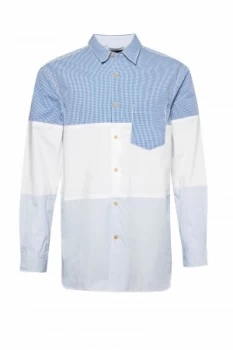 Mens French Connection Horizontal Cut Panels Shirt White