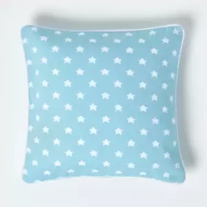 HOMESCAPES Cotton Blue Stars Cushion Cover, 45 x 45cm - Blue