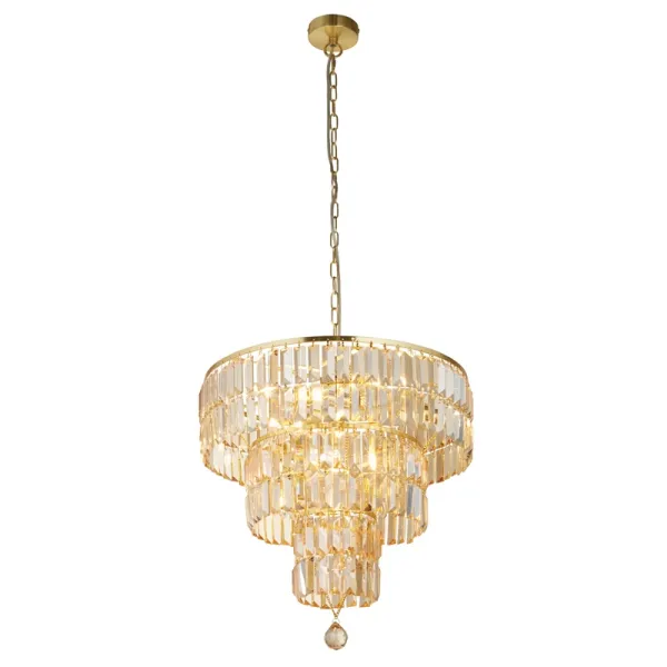 Searchlight Empire 5 Light Chandelier - Satin Brass & Champagne Glass