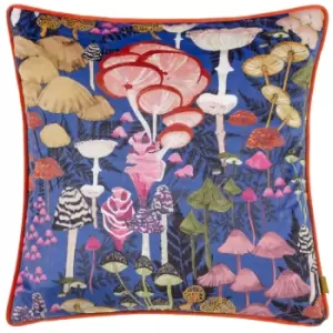 Amanita Mushroom Cushion Cobalt Blue, Cobalt Blue / 43 x 43cm / Polyester Filled