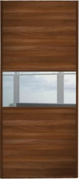 Wickes Sliding Wardrobe Door Fineline Walnut Panel and Mirror - 2220 x 914mm