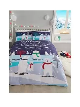 Fusion Christmas Bears Blue Duvet Cover Set