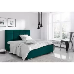 Bulia Upholstered Beds - Plush Velvet, Small Double Size Frame, Green - Green