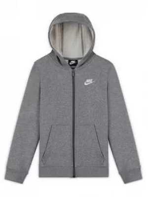 Nike Boys Nsw Ft Club Full Zip Jacket Hoody, Grey Heather, Size XL=13-15 Years