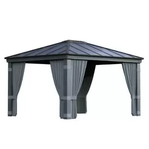 Palram - Canopia Dallas Grey Polyester (Pes) Gazebo Curtain, Pack Of 4 (L)2120mm (W)4090mm