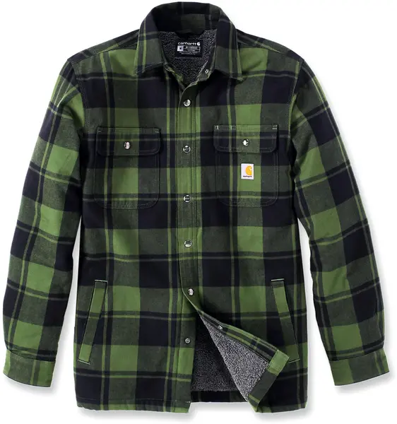 Carhartt Heavyweight Flannel Sherpa Shirt, green, Size L