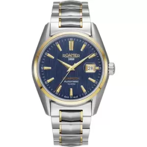 Mens Roamer Stainless Steel Searock Searock Automatic Blue Pattern Dial Yellow Gold Bicolour