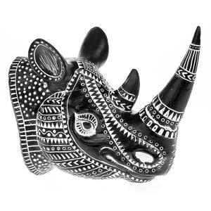 Aztec Rhino Head Black Ornament