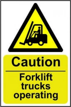 Caution Fork Lift Trucks Operating - RPVC (200 X 300MM)